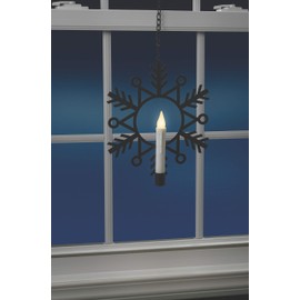 Xodus Innovations Battery Powered Metal Window Wreath with Warm White LED Flameless Candle Light, Black and White, CW1500A