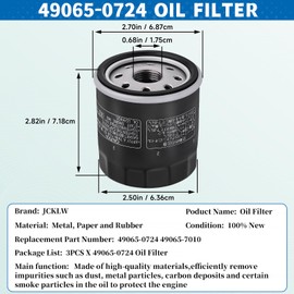 JCKLW 49065-0724 49065-7010 Oil Filter for kawasaki FX801V FX850V FJ180V FH381-721V FH601-770D FX751-FX1000V Engine,KAF620 610 400 MULE 4010 3010 550 500 Engine,AM107423 1016467 120-634，3pcs
