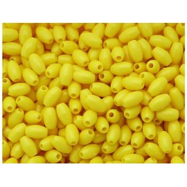 BeadTin Yellow Opaque 9mm Oat Plastic Craft Beads (500pcs)
