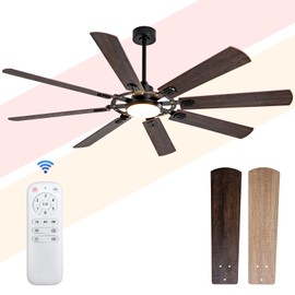 72 Inch Large Ceiling Fan with Light and Remote Control. Modern Black Ceiling Fan Light. Suitable for Living Rooms, Courtyards, and Big Farmhouses. Silent Reversible DC Motor. Memory Remote Control.