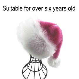 Pink Kids Santa Hat - Deluxe Christmas Hat for Child Ages 6+