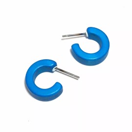 Undisclosed Aqua Blue Mini Hugger Matte Hoop Earrings