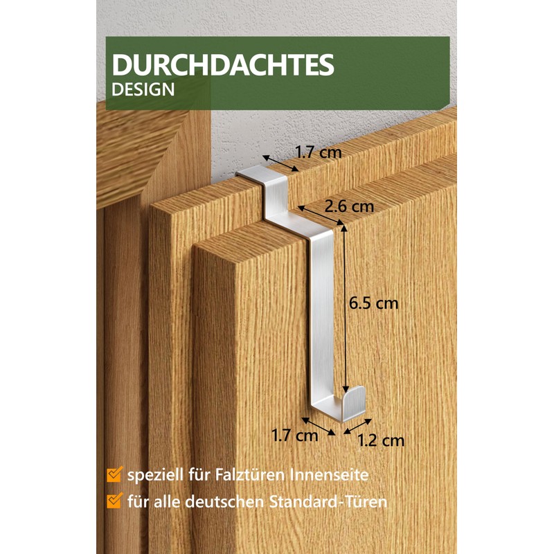 4smile Door Hooks Inside Made of Stainless Steel, Set of
