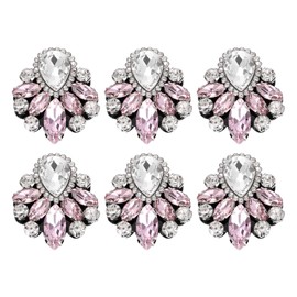 sourcing map 6Pcs Handmade Beaded Patches, Glass Crystal Rhinestone Appliques Vintage Sew on Beaded Patch for Clothing DIY Sewing Accessories, Pink