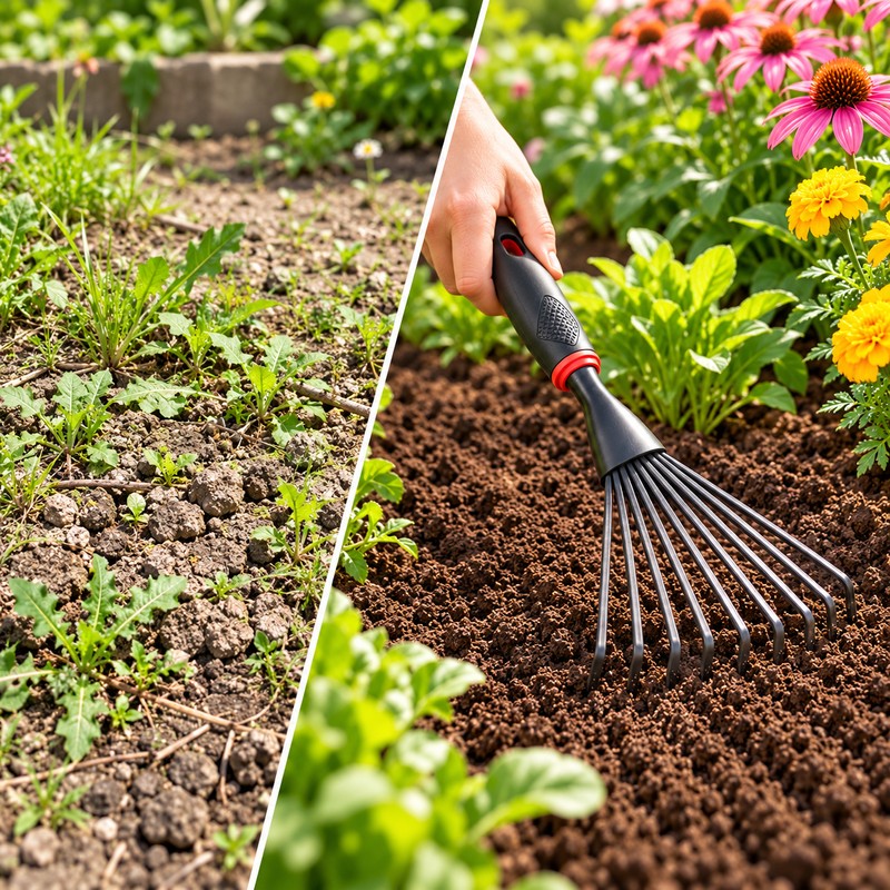 Small Steel Garden Rake for Planting – Compact Hand Gardening
