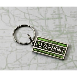 DANFORTH - VT License Plate Keyring - 2 Inches - Pewter - Key Fob - Handcrafted - Made in USA