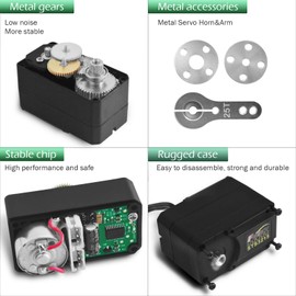 30KG High Torque Serial Bus Servo Motor with Metal Gear, 360° Rotation, Programmable for Robot Arm, Biped Robot, RC Car, DIY Robotics Projects, TTL/UART Control