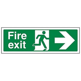 V Safety 14004AX Fire Exit Arrow Right Sign - Landscape - 300 mm x 100 mm - 2 mm Super Strong PETG