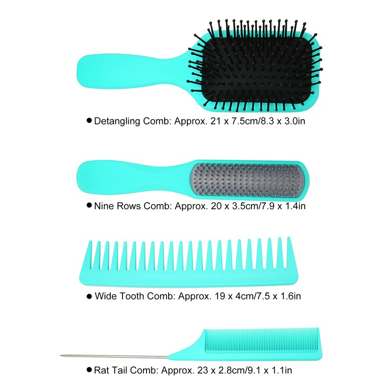 4Pcs Hair Brush Set Paddle Detangling Hair Brush Nine Rows