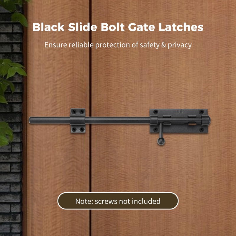 2 Packs 12" Slide Bolt Latches, Heavy-Duty 304 Stainless Steel