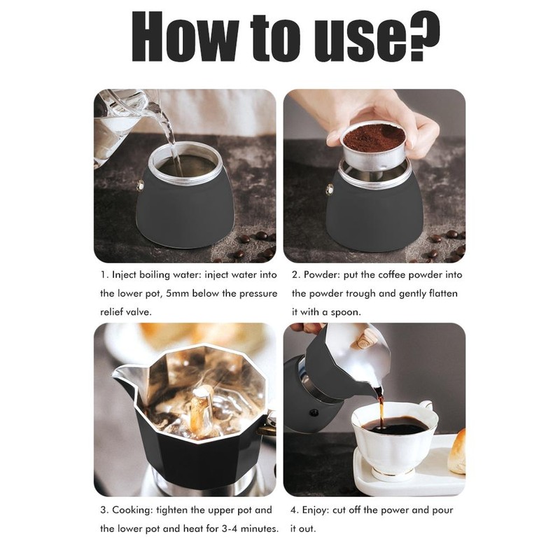 150ML/300ML Portable Aluminum Italian Style Espresso Maker Moka Pot Coffee