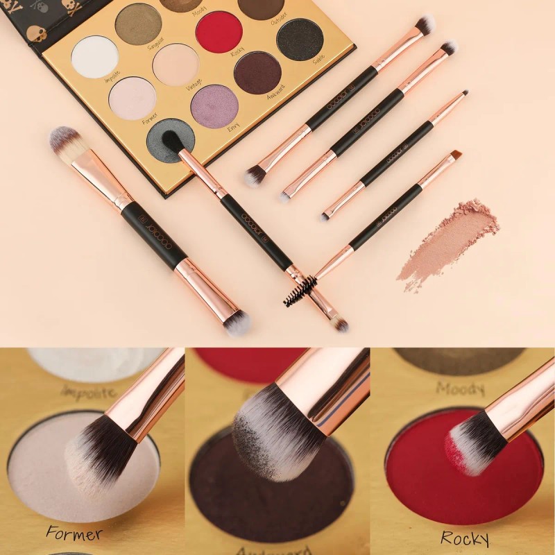 Brochas De Maquillaje De Doble Cara, Docolor 6 Piezas Juego