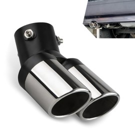 Zikefest Dual Exhaust Tips, Double Outlet Bending Muffler Exhaust, Stainless Steel Tail Pipe Muffler Tip, Universal Car Exhaust Pipe Modification Accessories (Silver)