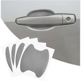 Spendeal 4pcs Carbon Fiber Car Door Handle Protector Cup Anti-Scratches Sticker Non-Marking Auto Door Handle Protective Film Universal for Most Car Handles (Silver)
