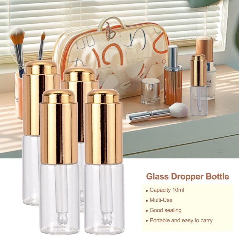 Ellbest 8Pcs 10ml Clear Press Dropper Bottles, Empty Refillable Essential