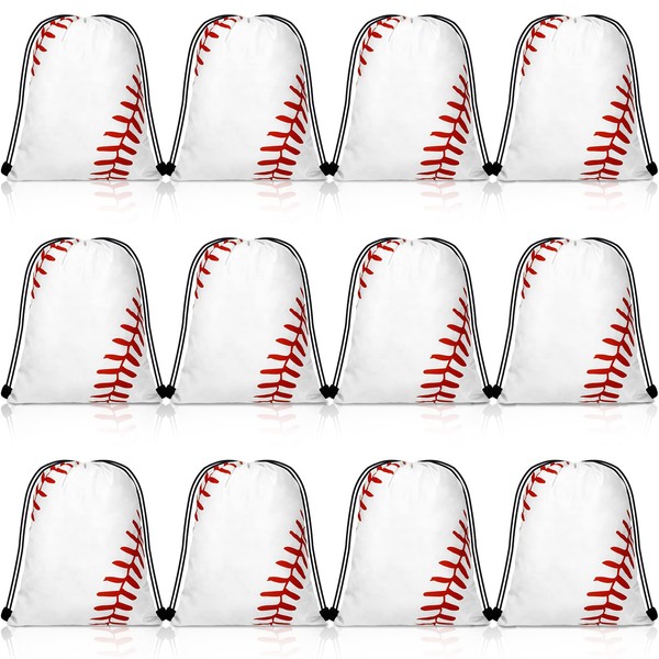 Shappy 112 Pieces Small Sport Drawstring Bags Candy Bag Sport Party Drawstring Goodie Favor Bags Supplies Gifts (Baseball Style,7 x 10 Inch)