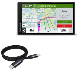 BoxWave Cable Compatible with Garmin DriveSmart 66 - DirectSync PD Cable (3ft) - USB-C to USB-C (100W), Type C Braided Charge and Fast Sync - Jet Black