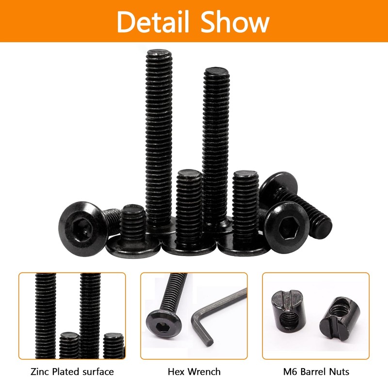 30 Set Crib Screws Replacement Set,Bed Frame Bolts and Nuts