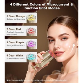 New Facial Massager Tool, Microcurrent Facial Device with Suction Shot, 4 Color Red Light Therapy, Face Massager Tool for Skin Care, Double Chin, Wrinkle Reduction and Firming, Portable Face Device