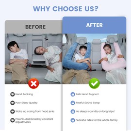 Keemall Car Pillow for Kids, Professional Kids Car Pillow for Sleeping Inflatable Carseat Travel - Safe, Reliable - Travel Pillows for Kid Adult Car Seats Blue