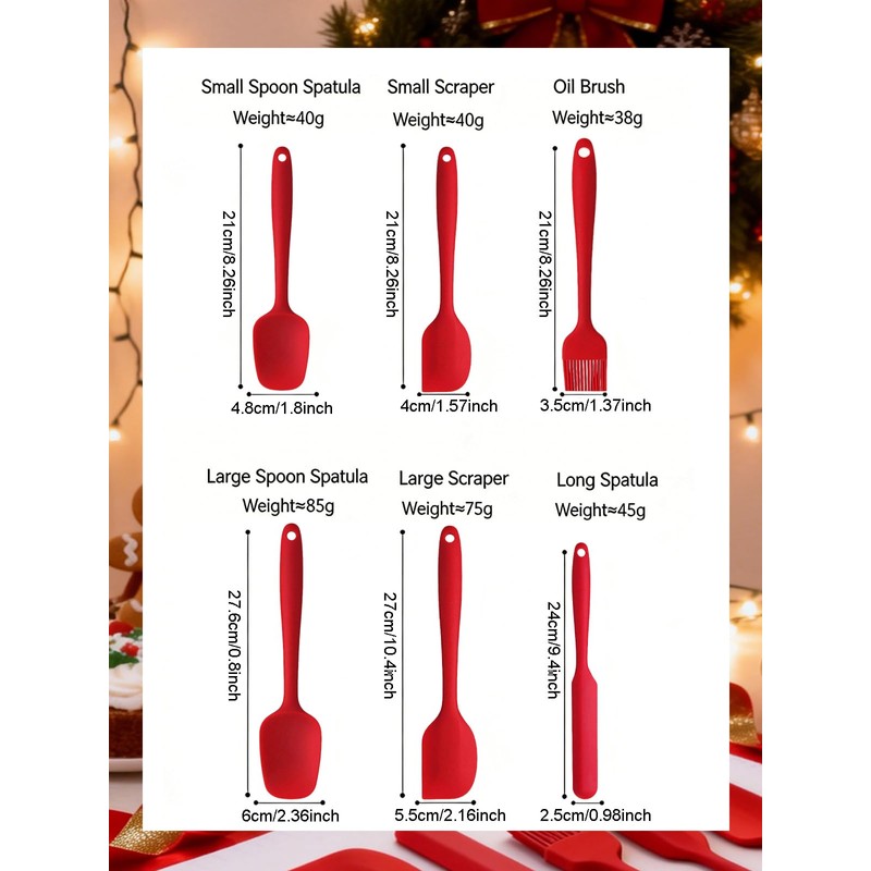 6 Pieces Silicone Spatula Set - Heavy Duty Kitchen Cooking