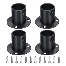 sourcing map 4Pcs Stainless Steel Closet Rod Brackets, 1 Inch Dia Wardrobe Holder for Pipe, Shower Curtain Rod Pole End Supports Sockets Flange with Screws, Black