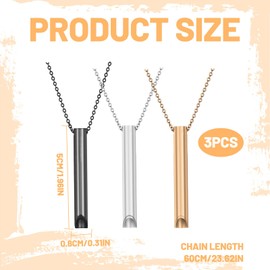 Mindfulness Breathing Necklace,3PCS Anxiety Relief Necklace,Stress Relief Necklaces,Anxiety Necklace Breathing Exercises Necklace Portable Deep Breathing for Men Women Meditation Anxiety Relief