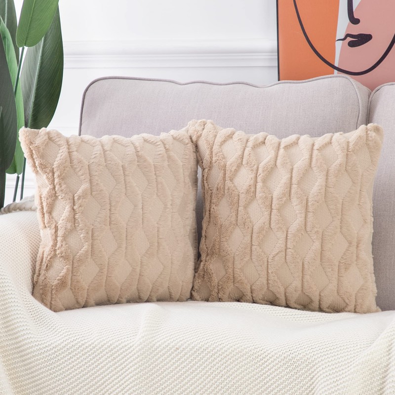Madizz Set of 2 Soft Plush Short Wool Velvet Decorative