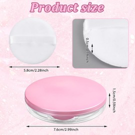 2 Pcs Powder Container with Puff Empty Travel Powder Case Refillable Compact with Mirror Elastic Mesh Sifter Portable DIY Cosmetic Jar No Leak Powder Holder Box for Women Girl Makeup Reusable