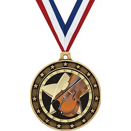 Violin Gold Medals - 2 1/2" Universe Star Violin Music Medal Award