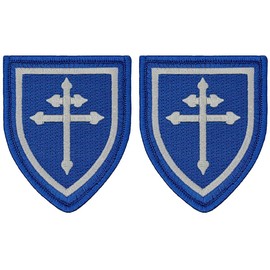 Cross of Lorraine Shield Embroidered Patch 2pc Bundle - 3 X 2.5 Inch Hook Fastener Backing C603