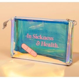 Hanna Roberts Iridescent Bachelorette Hangover Kit Bag & Convenient First Aid or Makeup Organizer | in Sickness and Health with Bandage Design