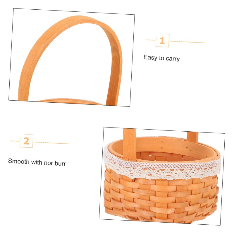 WHAMVOX Mini Wicker Basket with Handle Decorative Woven Flower Basket
