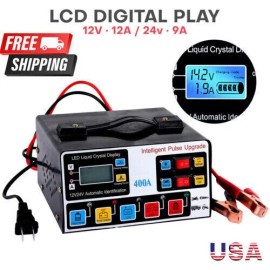 Heavy Duty 400A Car Battery Charger 12V 24V Smart Automatic Pulse Repair Trickle
