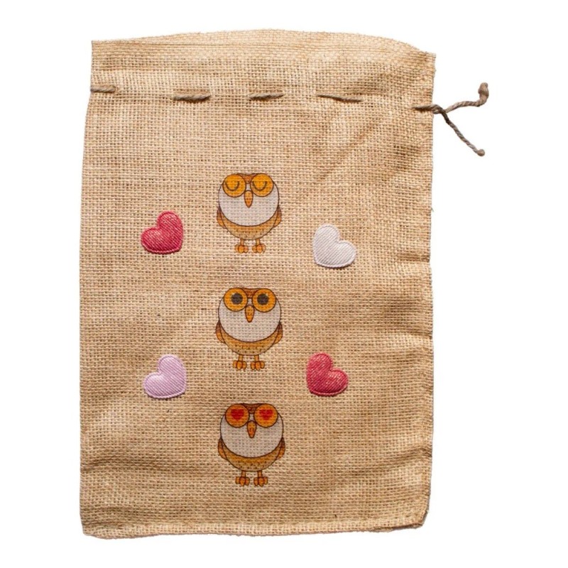 4 Costales Yute Decorados San Valentin Amor Chico (25x35 Cm)