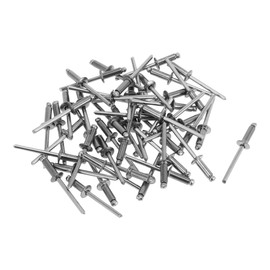 Motoforti Dome Head Large Flange Blind Rivets 5mm Grip Diameter 14mm Grip Length 9.35mm Flange Diameter Stainless Steel Silver Tone 50 Pcs