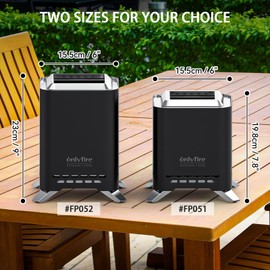 ONLYFIRE OUTDOOR LIVING 2-in-1 Smokeless Fire Pit with Pot Bracket & Carry Bag, Portable Camping Stove Wood Burning Tabletop Fireplace for Patio RV Tailgating Backyard, Black 7.8", #FP051