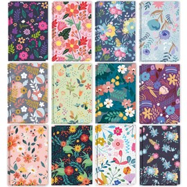 12 Pack Floral Mini Pocket Notepad, Colorful Small Flower Cover Linear Sticky Notes, 3.15x4.92 Inch Memo Notepad, 16 Pages