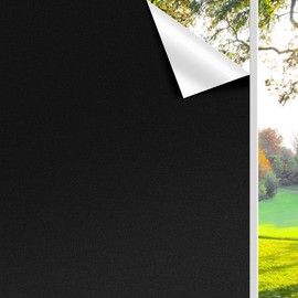 Finnez Blackwhiteout Window Film Privacy, No Glue Static Cling, Anti UV, 100% Light Blocking Black Window Film for Home or Office(17.5 x 78.7 Inches)