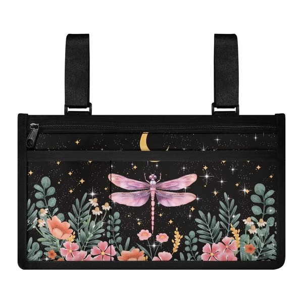 Gomyblomy Dragonfly Moon Wheelchair Side Bag Portable Wheelchair Accessories Adults