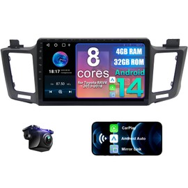 8 Core Car Radio 4+32G for Toyota RAV4 2013-2018 Manual AC with Wireless CarPlay Android Auto,10.1" IPS Car Stereo Upgrade Dash Kit with Backup Camera,AM/FM/RDS/DSP/SWC