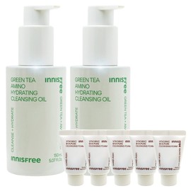 Innisfree Green Tea Amino Moisture Cleansing Oil (150ml) 2pcs + Volcanic Pore Foam 15gx5pcs / 이니스프리 그린티 아미노 수분 클렌징 오일(150ml) 2개+화산송이폼 15gx5개
