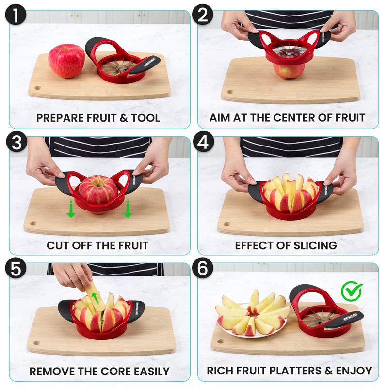 SCHVUBENR 4.72 Inch Large Apple Slicer with 12 Blades -