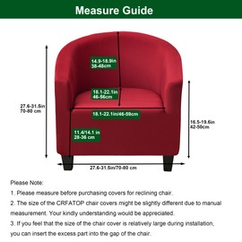 CRFATOP Soft Club Chair Slipcover Stretch Barrel Chair Covers Printed Tub Chair Slipcovers Round Couch Covers Spandex Armchair Sofa Cover Removable Furniture Protector for Living Room,Burgundy