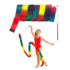 TESEGOO 20 Pack Rainbow Gymnastics Ribbons, 78.7” Dance Streamers for Kids Girls Rhythmic Gymnastics, Ballet, Artistic Dancing，Birthday Party Supplies, Talent Show, Outdoor Play