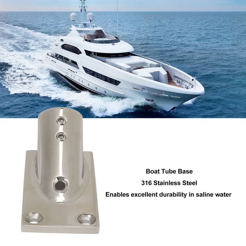 Boat Tube Base Rectangular 316 Stainless Steel Handrail Tube Base