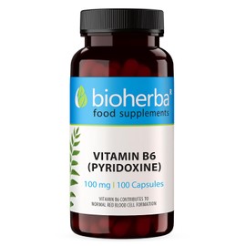 Vitamin B6 (Pyridoxine) 100 mg, 100 Capsules | High Strength Vitamin B6 Supplement | 100 Day Supply, BIOHERBA