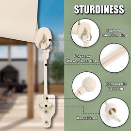 New Bungee kit + end caps Universal Replacement Mounting Brackets of Exterior Sun Shades Outdoor/Indoor Roller up Blinds (Beige, 2pack)