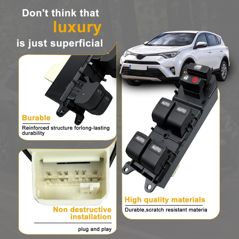 BELGEMAY Power Window Master Switch with Auto-Up/Down & White Backlight