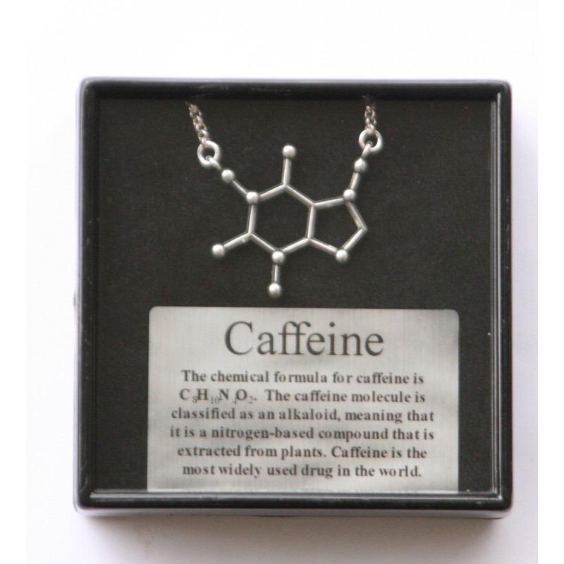 Sterling Silver Caffeine Molecule Cast Necklace
